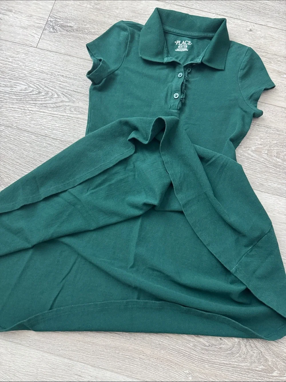 EUC The Children's Place Forest Green Polo Uniform Skater Dress Size M (7/8)